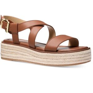 MICHAEL Lynn Leather Buckled Espadrille Sandals